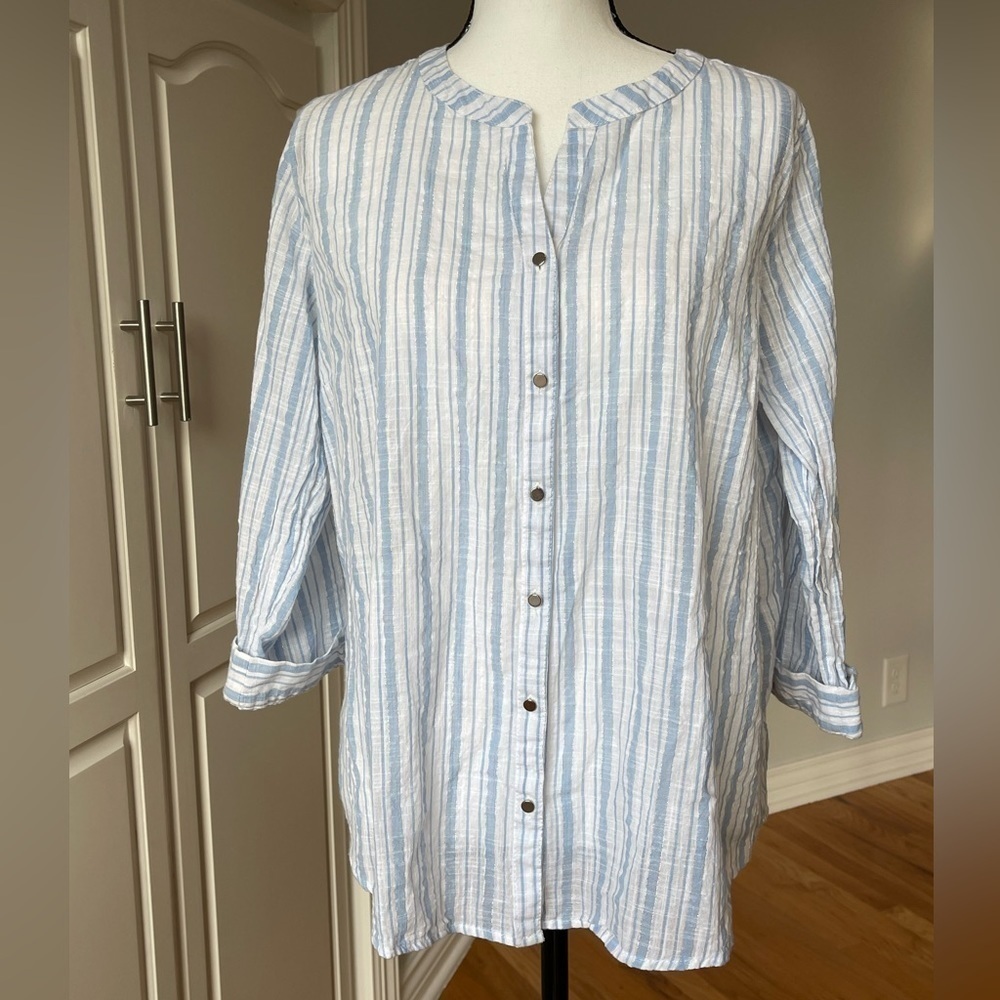Emily D new with tag cotton stripe top  XL cotton cottage coastal stripes
